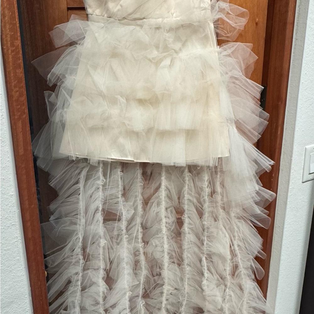 Luxxel Cream Strapless Sleeveless Gown